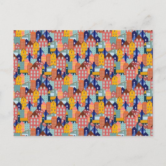 Neighborhood Block City Houses Pattern Briefkaart (Voorkant)