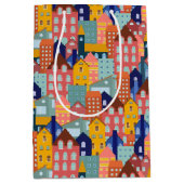 Neighborhood Block City Houses Pattern Medium Cadeauzakje (Voorkant)