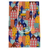 Neighborhood Block City Houses Pattern Medium Cadeauzakje (Achterkant)