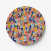 Neighborhood Block City Houses Pattern Papieren Bordje (Voorkant)