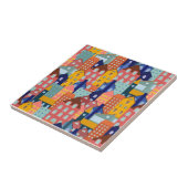 Neighborhood Block City Houses Pattern Tegeltje (Zijkant)