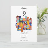 Neighborhood Block Party Kids Birthday Kaart (Staand voorkant)