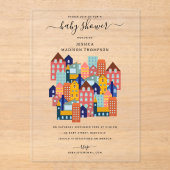 Neighborhood House Baby Shower Acryl Uitnodigingen (Voorkant)