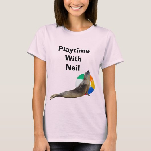 Neil De Zeehond Met Strandbal T-Shirt (Voorkant)