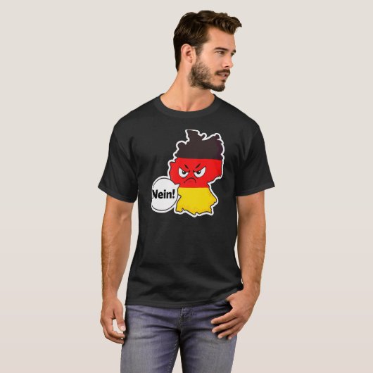 Nein Angry Face Deutschland Flag Duitsland T-shirt (Voorkant volledig)