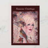 Neira fee met kardinaal Door Renee Lavoie  Feestdagenkaart (Voorkant / Achterkant)