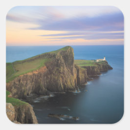 Neist point vuurtoren op Skye bij zonsondergang Vierkante Sticker