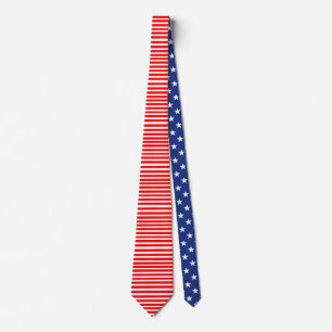 Nekbanden-Rood/Wit Strepen/Blauw Witte Sterren Ach Stropdas