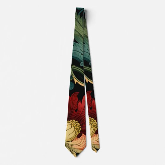 Nekdas - Art Nouveau Bloem Rood Stropdas (Voorkant)