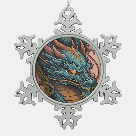 Nekketting Tin Sneeuwvlok Ornament (Voorkant)