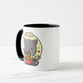 Neko Cat Eating Ramen Cute Kawaii Noodle Mok (Voorkant links)