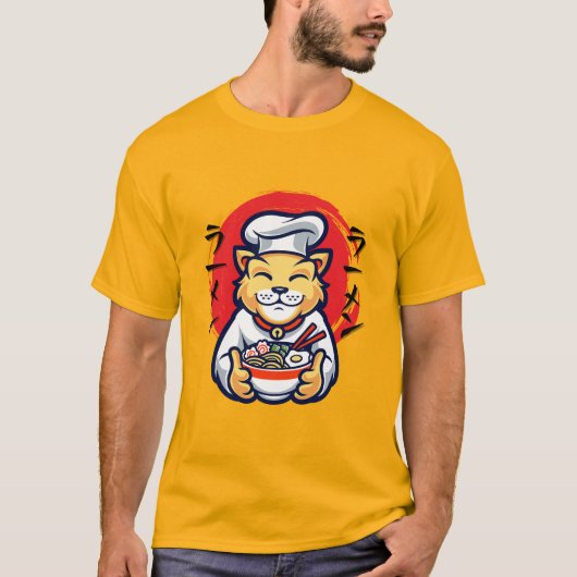 Neko Cat Japanse Chef Cute Kawaii T-shirt (Voorkant)