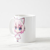 Neko chibi anime girl Taza Koffiemok (Voorkant links)
