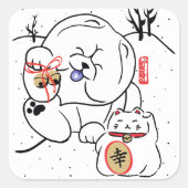 NEKO en INU Chow en kattenvakantie Vierkante Sticker (Voorkant)