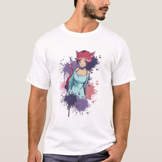 Neko Girl Splatter T-shirt (Voorkant)