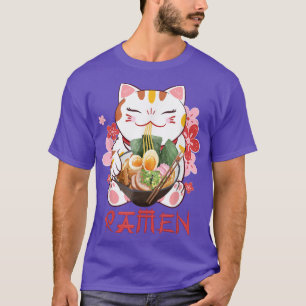 Neko Kawaii Cat Ramen Bowl Anime Japanse noodle T-shirt