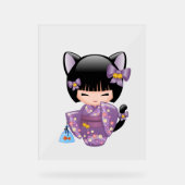 Neko Kokeshi Doll - Kat Ears Geisha Girl Acryl Bord (Voorkant)