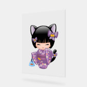 Neko Kokeshi Doll - Kat Ears Geisha Girl Acryl Bord (Hoek)