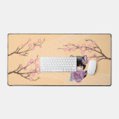 Neko Kokeshi Doll - Kat Ears Geisha Girl Bureaumat (Keyboard & Muis)