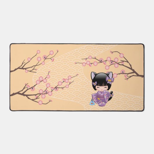 Neko Kokeshi Doll - Kat Ears Geisha Girl Bureaumat (Voorkant)