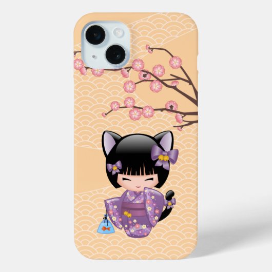 Neko Kokeshi Doll - Kat Ears Geisha Girl Case-Mate iPhone Case (Achterkant)