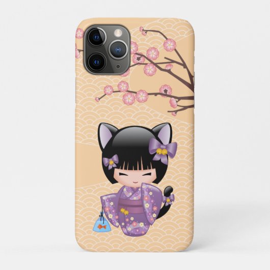 Neko Kokeshi Doll - Kat Ears Geisha Girl Case-Mate iPhone Case (Achterkant)