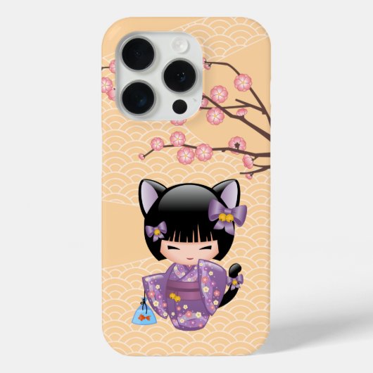 Neko Kokeshi Doll - Kat Ears Geisha Girl Case-Mate iPhone Case (Achterkant)