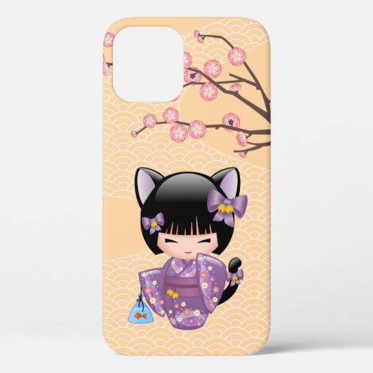 Neko Kokeshi Doll - Kat Ears Geisha Girl Case-Mate iPhone Case (Achterkant)
