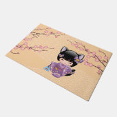 Neko Kokeshi Doll - Kat Ears Geisha Girl Deurmat (Schuin)