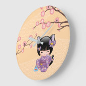 Neko Kokeshi Doll - Kat Ears Geisha Girl Grote Klok (Hoek)