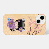 Neko Kokeshi Doll - Kat Ears Geisha Girl iPhone Hoesje (Achterkant horizontaal)