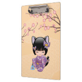Neko Kokeshi Doll - Kat Ears Geisha Girl Klembord (Links)