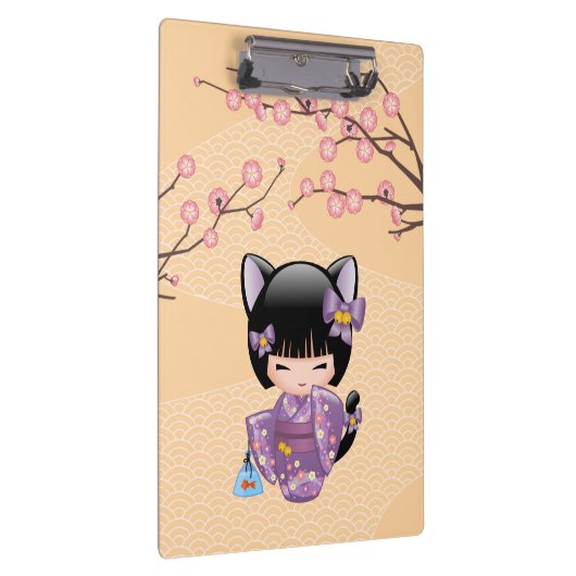 Neko Kokeshi Doll - Kat Ears Geisha Girl Klembord (Rechts)