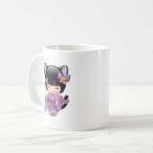 Neko Kokeshi Doll - Kat Ears Geisha Girl Koffiemok (Voorkant links)