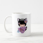 Neko Kokeshi Doll - Kat Ears Geisha Girl Koffiemok (Links)