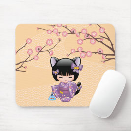 Neko Kokeshi Doll - Kat Ears Geisha Girl Muismat
