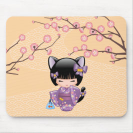 Neko Kokeshi Doll - Kat Ears Geisha Girl Muismat