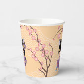 Neko Kokeshi Doll - Kat Ears Geisha Girl Papieren Bekers (Links)