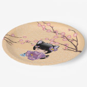 Neko Kokeshi Doll - Kat Ears Geisha Girl Papieren Bordje (Gekanteld)