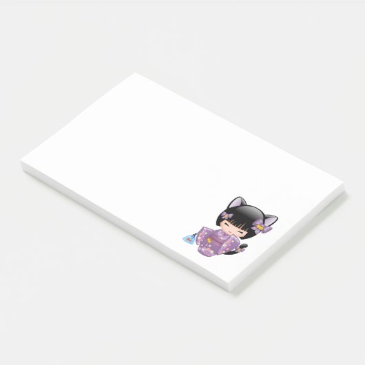 Neko Kokeshi Doll - Kat Ears Geisha Girl Post-it® Notes (Schuin)