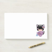 Neko Kokeshi Doll - Kat Ears Geisha Girl Post-it® Notes (Op bureau)