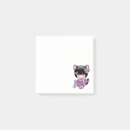 Neko Kokeshi Doll - Kat Ears Geisha Girl Post-it® Notes (Voorkant)
