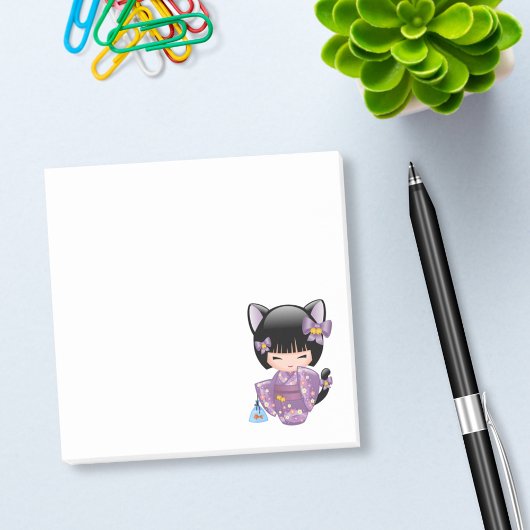 Neko Kokeshi Doll - Kat Ears Geisha Girl Post-it® Notes