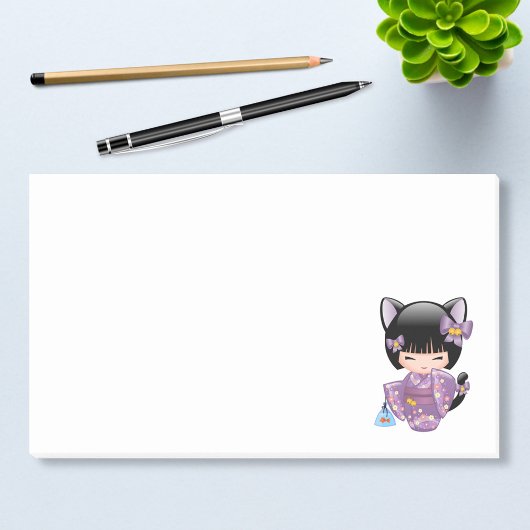 Neko Kokeshi Doll - Kat Ears Geisha Girl Post-it® Notes