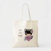 Neko Kokeshi Doll - Kat Ears Geisha Girl Tote Bag (Voorkant)