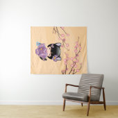 Neko Kokeshi Doll - Kat Ears Geisha Girl Wandkleed (In Situ (horizontaal))