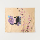 Neko Kokeshi Doll - Kat Ears Geisha Girl Wandkleed (Voorkant (horizontaal))