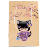 Neko Kokeshi Doll - Kattenoren Geisha Meisje Gegee Medium Cadeauzakje (Voorkant)