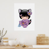 Neko Kokeshi Pop - Kat Oren meisje Poster (Keuken)