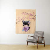 Neko Kokeshi Pop - Kat Oren Meisje Wandkleed (In situ)
